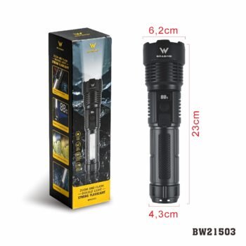BW21503  ZOOM AND FLASH DOUBLE  LIGHT STRONG FLASHLIGHT （Material Plástico）