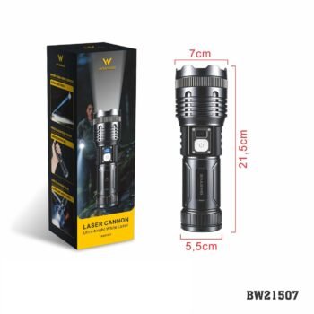 BW21507  Lanterna portátil compacta  recarregável em plástico –  Bateria de 3600 mAh