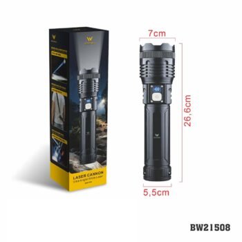 BW21508  Lanterna recarregável de  tamanho médio em plástico  – bateria de 4500 mAh