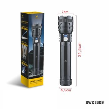 BW21509  Lanterna recarregável de  grande porte em plástico – bateria de 6000 mAh
