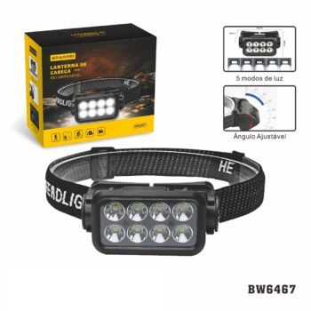 BW6467   Lanterna de Cabeça  “3 Led’s” Bateria 18650