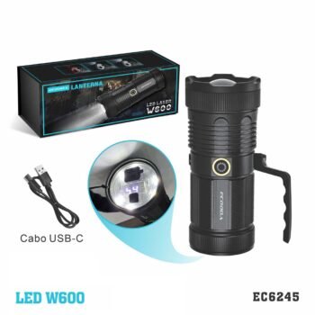 EC6245  LANTERNA RECARREGÁVEL “LED W600” (BATERIA.21700)