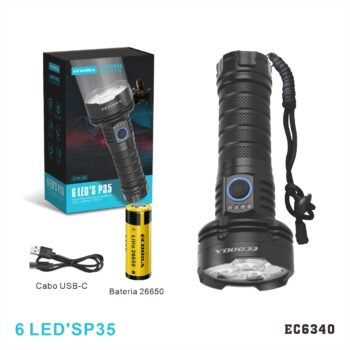 EC6340  LANTERNA HOLOFOTE “6 Led’s P35” (Bateria 26650-6000mAh)