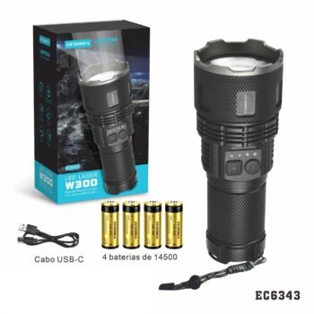 EC6343  Lanterna Recarregável 30w“4 baterias de 14500”