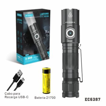 EC6387  Lanterna Tática “EDC” com bateria 21700 recarregável