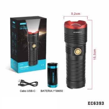EC6393  Lanterna Led “Laser 10W” Bateria 38650 de 4500 mAh