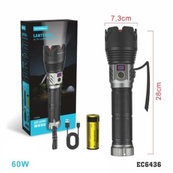 EC6436  Lanterna /Farolete Recarregável “Led Laser 60W”