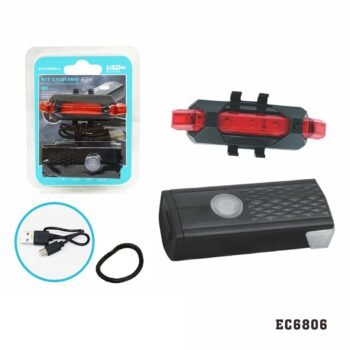 EC6806  Kit Farol e Sinalizador para  Bicicleta “Recarregável”