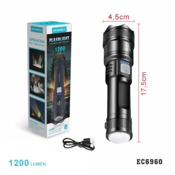 EC6960  Lanterna “Em Polipropileno” RECARREGAVEL 1200 Lumens